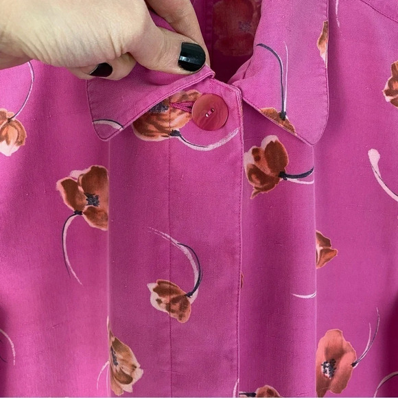 Vintage 90s Silk Floral Jacket Blazer Womens Size Small Pink Flower Print Granny - Picture 5 of 14